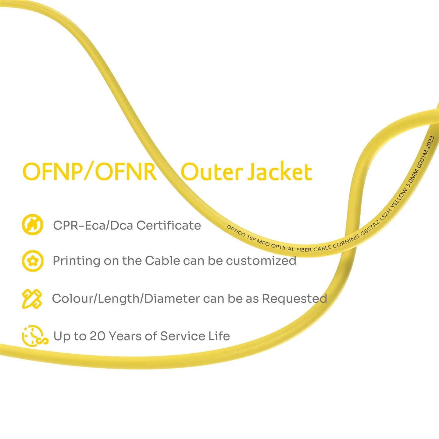 16F MPO Male To MPO Female Trunk Cable OS2