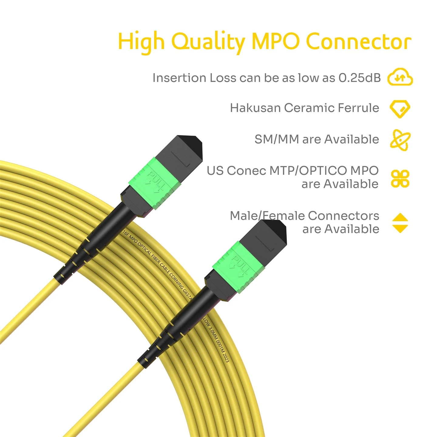 16F MPO Male To MPO Female Trunk Cable OS2