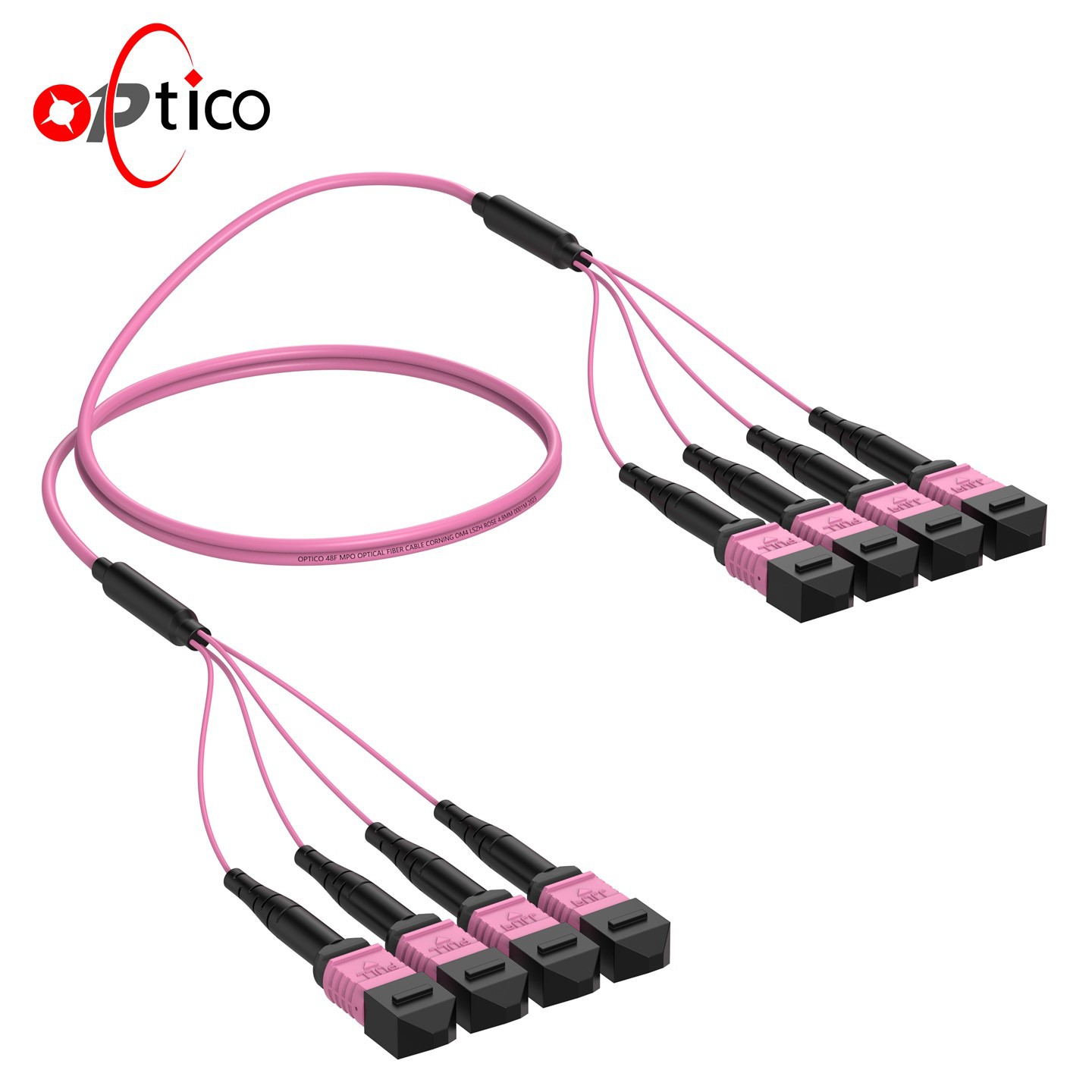 48f 4x12f MTP MPO na 4x12f MTP MPO Patchcord Om4 Rose